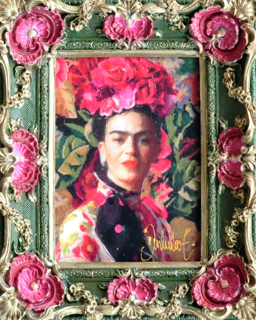 Peter Donkersloot + Frida Kahlo (groen barokke lijst)